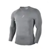 Camiseta masculina esportes manga longa camiseta outono inverno em torno do pescoço leggings estiramento respirável correndo treinamento roupas de fitness