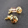 Cuff Links High Quality Knot Cufflinks Men Gold Silvery French Shirt Cuff Links Plated Enamel Cuff Buttons Wedding Party Business Jewelry 231025