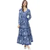 Women's Runway Dresses Sweetheart Neckline Long Sleeves Vintage Printed Tiered Elegant Designer Maxi Vestidos