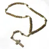 Wooden Beaded Cross Pendant Charm Necklace Christian Jewelry Religious Jesus Rosary Wood Beads Jewelry299H