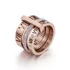 Pierścień Złoty Pierścień ze stali nierdzewnej dla kobiet cyrkon Diamond Numerals Roman Numerals Wedding Pierścienie zaręczyn