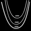 Pendanthalsband Charms 1mm 2mm 3mm Solid Snake Chain 925 Stamped Silver Necklace For Men Women Fashion Party Wedding Jewelry Gif193q