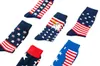 Chaussettes longues en coton pour hommes et femmes, 6 paires, drapeau américain, mode de loisirs, vente en gros, automne et hiver