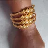 Armreif 4 Stück ethnische Perlen Goldfarbe Dubai Armreifen für Frauen 24 Karat Kugel Kupfer Saudi-arabisches Armband Mädchen Afrika Armreifen Hochzeitsschmuck 231025