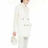 Costumes pour femmes, poches à col à rabat, veste à Double boutonnage, manteau de haute qualité, costume d'épissure de laine artisanale torsadée, Y2k, automne 2023