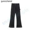2023 New 23ss Mens Designers Flared Jeans Spliced Flared Jeans Distressed Ripped Slim Fit Denim Trousers Mans Streetwear Washed Pants