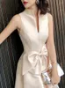 Casual Dresses Midiskirt Formal Occasion Dress Arrivals Elegant Party For Women 2023 Sleeveless Stand Neck Bridesmaid Wedding Clothes