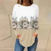 Women's Blouses Juniors Graphic Tops Women Fashion Casual T Shirt Floral Prints Long Sleeve Crew Neck Top Blouse Loose Lady Office Bloouse