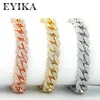 Charm Armband Eyika Luxury Hip Hop Full Bling Iced Out Zircon Armband For Women Men Cuban Link Chain Gold Rose Gold Silver Colo257x