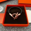 Classic Glenan Leather Copper Charm Lady Sier Ladies Bijoux en or rose Femmes et hommes Bracelet de chaîne de crochet