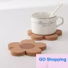 Wholesale Cork Mats Pads Coasters Drinks Reusable Natural Cork 4 inch Flower Shape Wood Coaster For Desk Glass Table