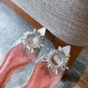 Amina muaddiNoeud papillon talons hauts nouvelles chaussures de mariage en cristal féerique sandales à strass tournesol femmes cache-cœur chaussures simples chaussures pour femmes transparentes