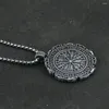 Pendant Necklaces Men Talisman Necklace Viking Nordic Rune Vegvisir With Stainless Steel Chain