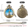 Pocket Watches Hollow Bronze N Seoul Tower Quartz Watch Antique Stylish Gifts Men Women Roman Numerals Blue Dial & Fob