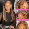 Lace Wigs 34Inch Bone Straight Highlight Lace Front Human Hair 4/27 Ombre 13x4 Lace Frontal Wigs 13x6 Honey Blonde Colored Wigs For Women 231024