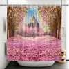 Rideaux de douche Onirique floraison arbre forêt rose fleur champignon rideaux de douche salle de bain baignoire décoration bain rideau décor à la maison 231025