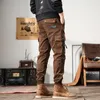 Tute da uomo Pantaloni da lavoro alla moda appassiti con vestibilità slim elastica e leggings pesanti arruffati Bel militare americano