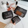 Cosmetic Bags Cases Double layer Mesh Transparent Small Large Black Makeup Portable Travel Toiletry Organizer Lipstick Storage 231025