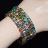 Bracelets de charme 5pcs or 5mm coloré grand bracelet strass rose vert rouge extensible femmes mariage bijoux de mode cadeaux de fête