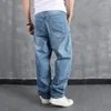 Jeans masculinos luz azul calças plus size baggy hip hop solto skate denim liso sólido harem jean