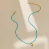 Hänge halsband kreativa blå kristallsten kärlek halsband för kvinnor mode enkla damer bankett gåva smycken grossist direktförsäljning