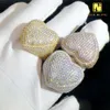 Iced Out Jewelry Anillos de compromiso de moissanita en forma de corazón de plata 925 con diamantes de laboratorio Vvs Hip Hop