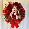 Kerstversiering 2024 Heilige kerstkrans met verlichting Festivalkrans Kunstmatige hangende ornamenten Voordeur Wanddecoratie Platte krans 231025