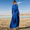 Etniska kläder Royal Blue Epaulette Style Long Dress Big Swing kjol Court Party Muslimsk kvinnliga afrikanska klänningar för kvinna