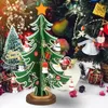 22 unidades (18 unidades de pingentes + 3 unidades de lascas de madeira + 1 unidade de base) Decoração de presente de Natal Prancheta Árvore de Natal de madeira Faça você mesmo, montagem artesanal, presente, decoração de mesa