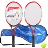 Tennisracketar 1 par barn tennisracket set järn 2 bitar legering nylon racketer en boll med väska för nybörjare träning utomhus tennis 231025