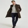 Gabardinas para hombres Abrigo Slim-fit Cortavientos de un solo pecho Moda juvenil Moda marrón Ropa por encima de la rodilla Estilo de otoño británico