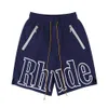 Rhude Shorts Heren Designer Kort Amerikaans modemerk Sier Rits Hip Hop High Street Casual Sport Strand