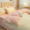 Комплекты постельного белья кремового стиля, однотонные, розово-желтые, комплект Twin Full Queen King Size, постельное белье для девочек, взрослых, плоская простыня, наволочка 231025