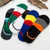 Chaussettes pour hommes 5 paires gris noir marine hommes respirant coton été patchwork rayé cheville coupe mâle cadeaux courts pour garçons bas sox