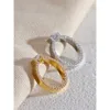 Anéis de banda Yhpup Luxo Bling AAA Cubic Zirconia Aço Inoxidável Moda Anel de Casamento Mulheres Alta Qualidade Exquisite Aniversário Jóias Presente 231025