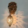 Wandleuchte 8M Moderne Kristalllampen Leuchte Kreatives Löwendesign LED-Wandlampen für Zuhause Wohnzimmer Schlafzimmer Nachttisch Veranda Dekor