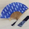 装飾的な置物ブルーヤンクロスファン折りたたみ手作りのネクタイ染色綿とセットビンテージブティックギフト