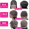 13x4 13x6 transparente frontale vorgezogene 4x4 -Schließperücke brasilianische gerade Spitzenfront menschliches Haar Perücken 231024