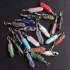 Pendant Necklaces Free From 50Pcs/Lot Healing Natural Crystal Necklace Sliver Wire Wrap Hexagonal Red Blue Turquoises Stone Quartz