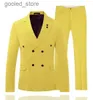 Costumes pour hommes Blazers Dernière conception 6 couleurs hommes mariage smokings marié smokings hommes d'affaires dîner bal blazer 2 pièces costume (veste + pantalon) Q231025