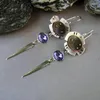 Dangle Earrings Fashion Irregular Flower Metal Petals Purple Crystal Stone Black Floral Cone Pendant Wedding Women Jewelry