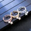 Band Rings Gold Silver Color Ring for Women Classic Adjustable Size Plus Imitation Pearl CZ Star Pendant Elegant Jewelry Accessories 231025