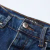 Manlig lila jean amiiris designer jeans mens mode denim nya herrbyxor mode med trasiga hål vita fötter polerad smal passform ji45