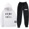 Survêtements pour hommes Anime Chill Japonais Survêtement Sweat Hommes Sweat À Capuche Pantalon De Survêtement Mode Jogger Ensemble Printemps Streetwear Jogging Su211c