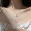 Pendant Necklaces Korean Fashion Clouds For Women Girls Y2K Blue Raindrops Crystal Fairy Clavicle Chain Jewelry Gifts