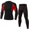 Trainingspakken voor heren Zomer PRO Strakke fitness Sporttrainingskleding Elastisch Sneldrogend pak Lange mouwen Broek 2 stuks