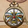 Pocket Watches Vintage Honey Bee Colorful Lim Dropping Quartz Analog titta på brons charm hänge halsband romersk siffra urtavla