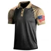 Herrpolos sommar herr polo skjorta kausal mode tröja amerika flagga 3d tryckt t kort ärm homme vintage streetwear lös topp