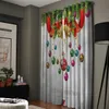 Curtain Merry Christmas Tree And Bell Window Curtains Living Room Outdoor Fabric Drapes Curtain Home Decor 231024