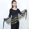 Stage Wear Chiffon Female Arab Dance Hip Scarf Woman Latin Sequins Costume Sari Women For Weddings Jazz Tassels Clothes